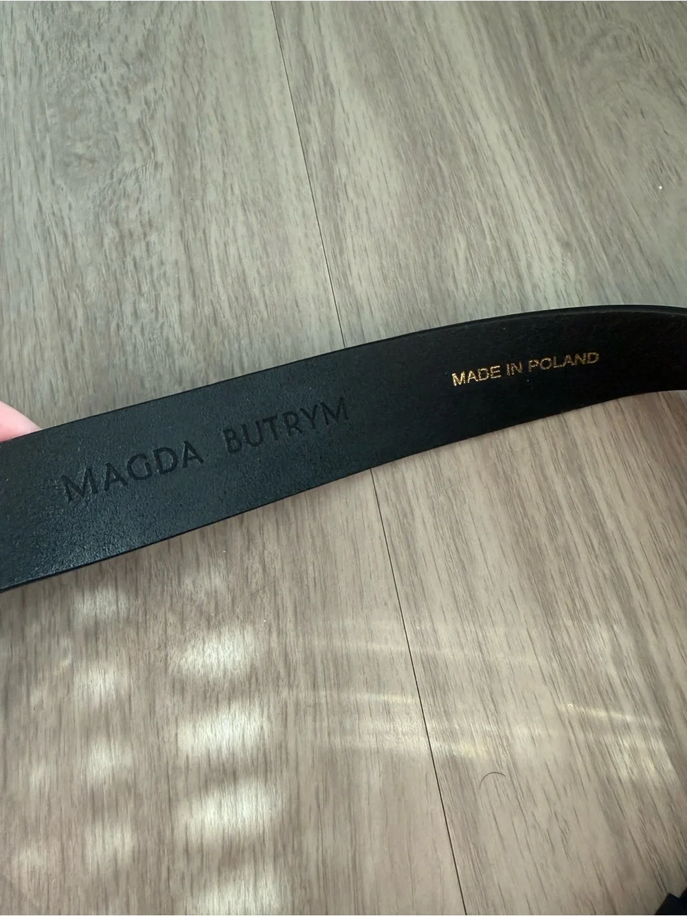 Magda Butrym Black Leather Western Belt Gold Sculptural Buckle One Size